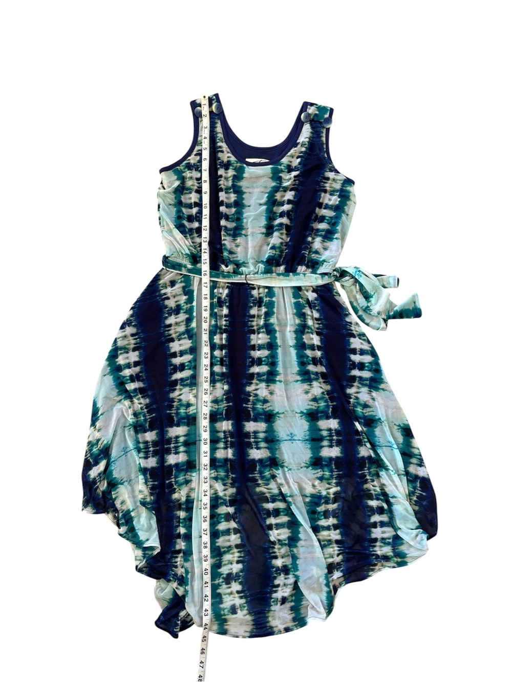 SOHO Apparel Blue Tie Dye Sleeveless Midi Dress Large - Picture 8 of 10